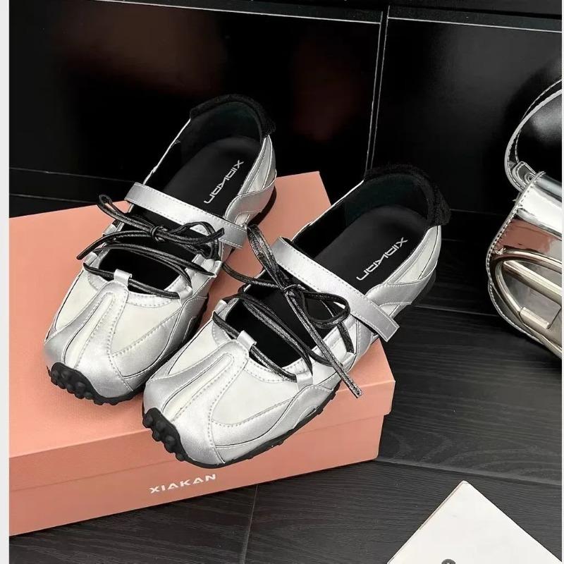 Women's Flat Bottom Mary Jane Shoes Butterfly Knot Ballet Style Sport Casual Sandals Hollow out Strap Design Summer Shoes