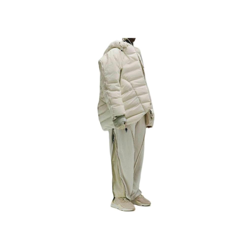 Adidas Originals X Hamcus Collaboration FW23 Solid Color Quilted Logo Drawstring Hooded Zipper Down Jacket Unisex Outerwear White IU4837