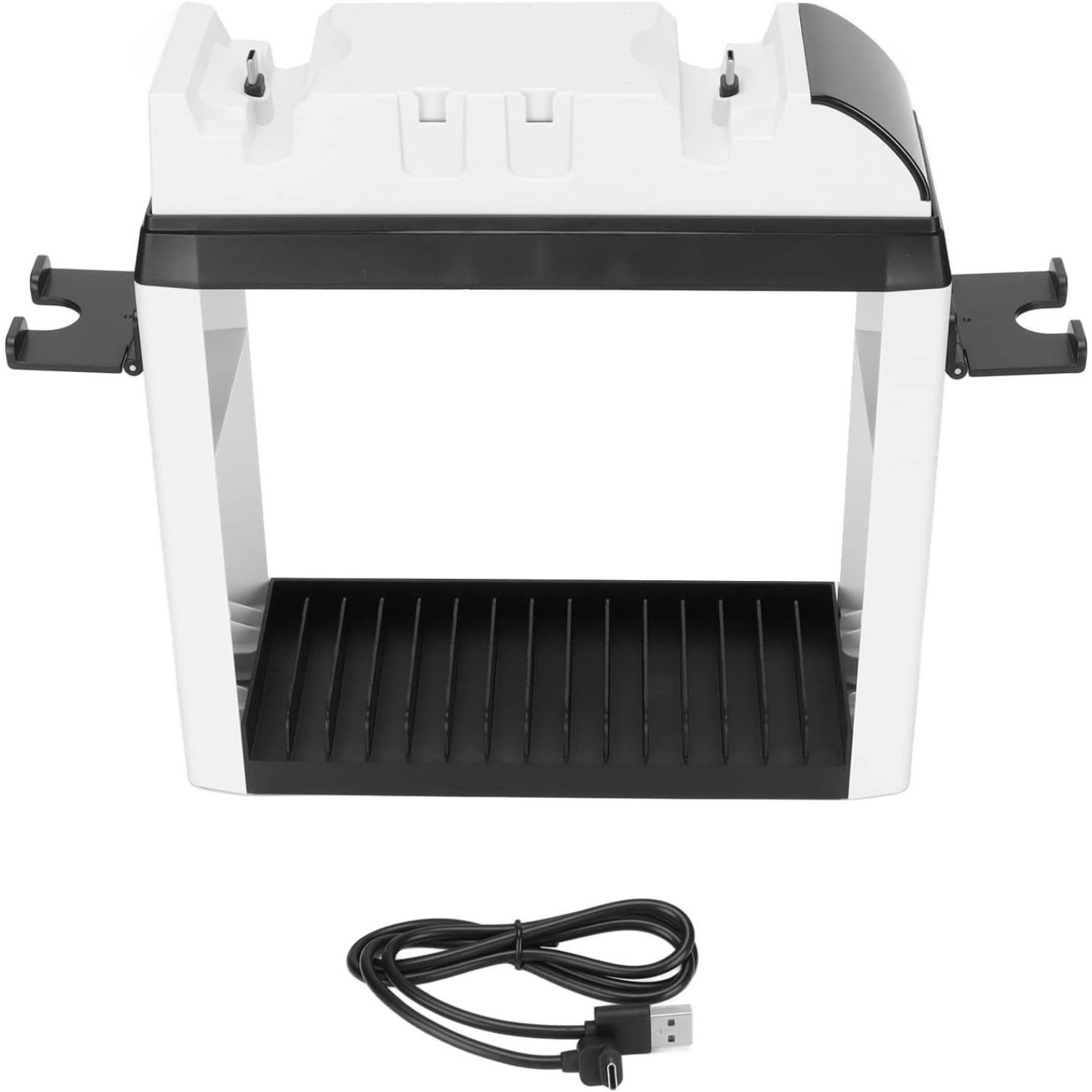 

Зарядная станция для игрового контроллера, стойка для хранения игровых карт/хоста/консоли, для геймпада Switch, с индикатором зарядки, зарядная база для смарт-контроллера 24*18*8cm белый/чёрный