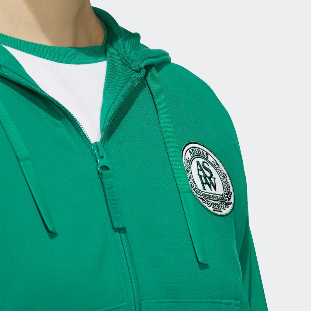 Adidas Verbiage Crop Jacket Color Block Hooded Jacket Women Jackets Smoke-Green JE3604