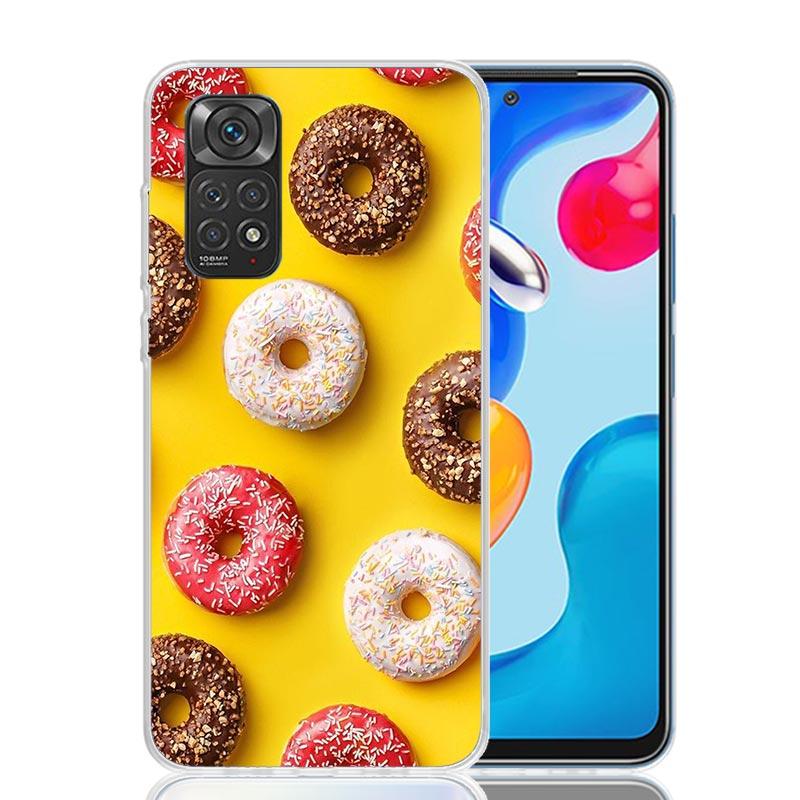 Macaron Ice Cream Cake Doughnut Phone Case For Xiaomi Redmi Note 13 14 15 Pro Plus 12S 12 14S 11S 11E 10 10S 11 11T 5G 4G Cover