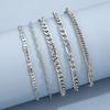 5 Stück/Set Böhmische Verdrehte Flache Kette Fußkettchen für Damen Sommer Figaro Gliederketten Fußschmuck Geschenkset