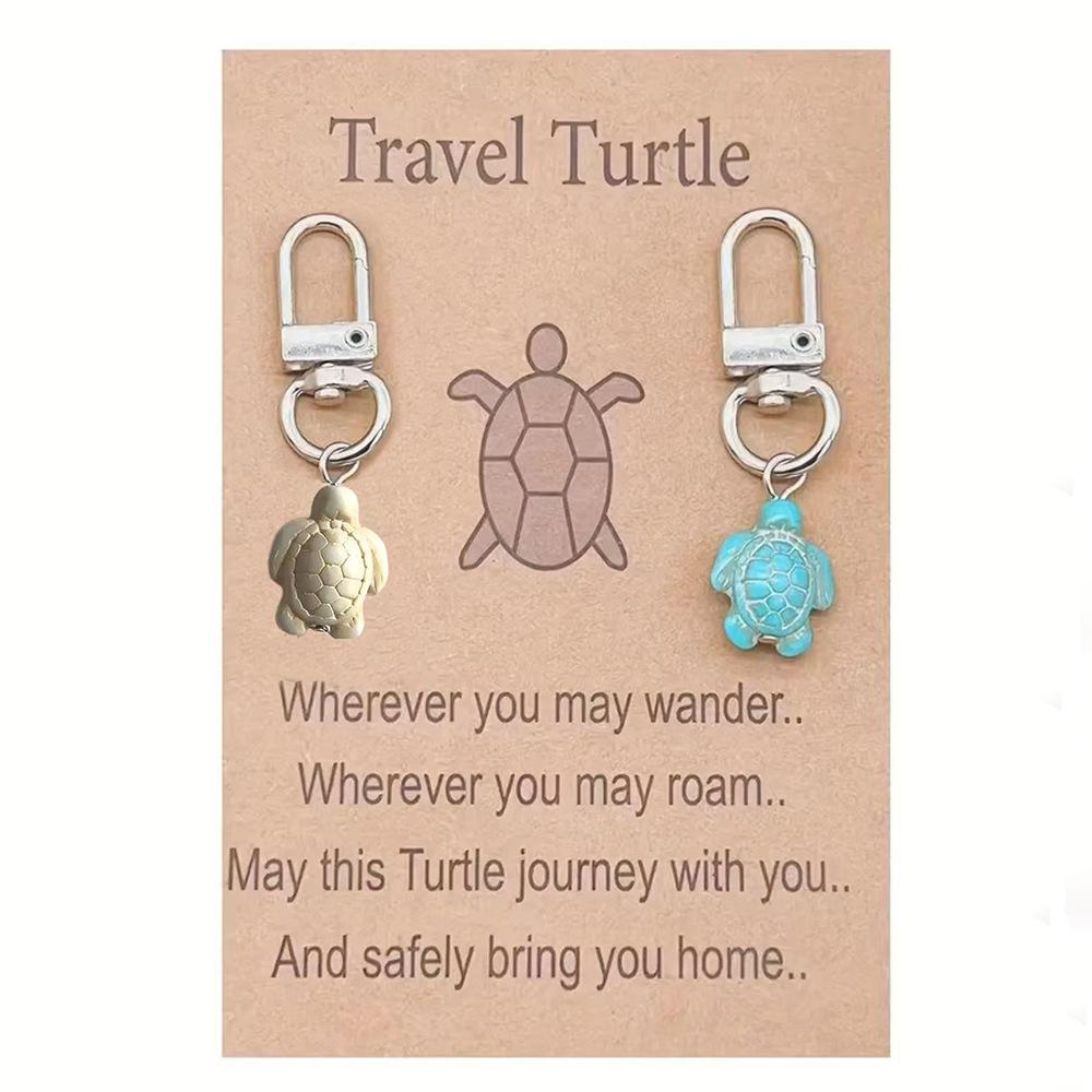 Creative Diy Travel Turtle Keychain Birthstone Turquoise Jewelry Pendant Couple Family Keychain Pendant