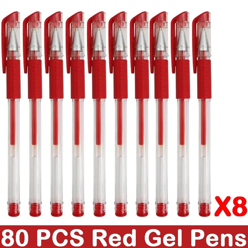 10/100 PCS Roise Retractable Gel Pens Set Black/Red/Blue Ink Ballpoint for Writing Refills Office School Supplies Stationery