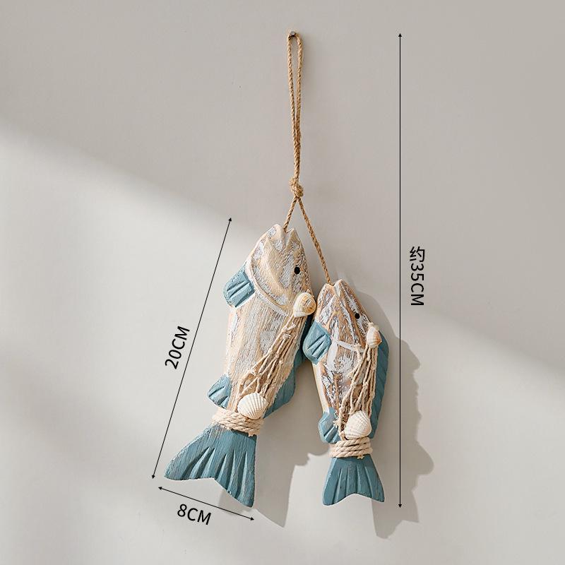 

Винтажный деревянный кулон-шампур с рыбой - Рустикальный средиземноморский настенный декор