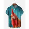 Camicia Corta Hawaiana da Uomo Stampa Pollo Cartone Animato Camicia Casual da Uomo Estate Quotidiano Street Fashion Camicia a Maniche Corte da Uomo