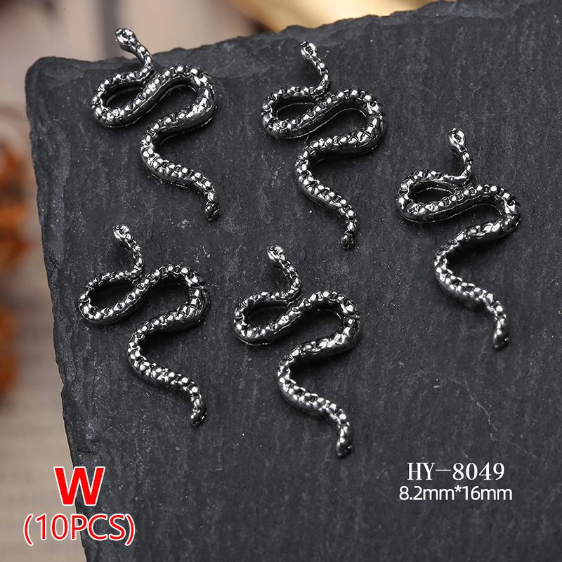 

10 шт. сплава змея нейл-арт подвески роскошные 3D змея ювелирные изделия ногтей Serpiente Diy маникюрный салон 2025 год змеи украшения W