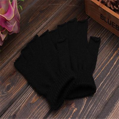 1pair Cycling Accessories Warm Stretch Elastic Novelty Half Finger Warm Knitted Glove Black Handwear Fingerless Gloves