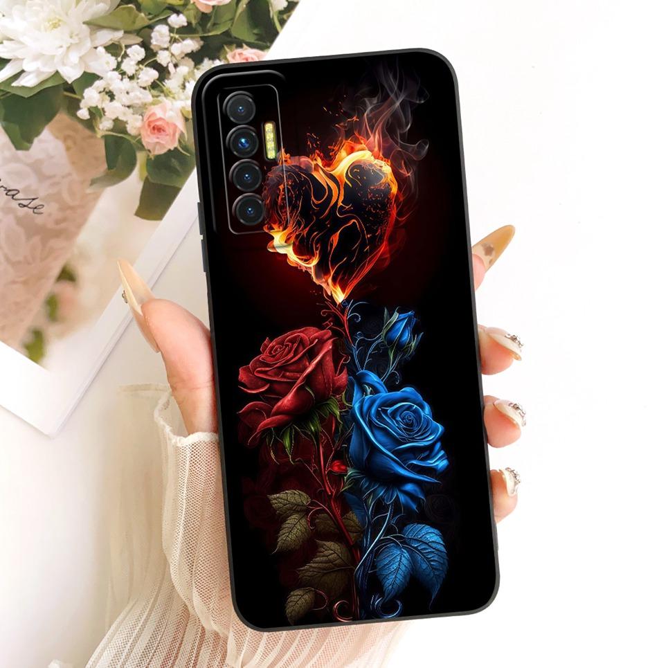 Daisy Bow Pattern Butterfly Flower Cherry Back Cover For Tecno Camon 17 17P 17 Pro Phone Case Soft Silicone Casing CG6 CG7 CG8