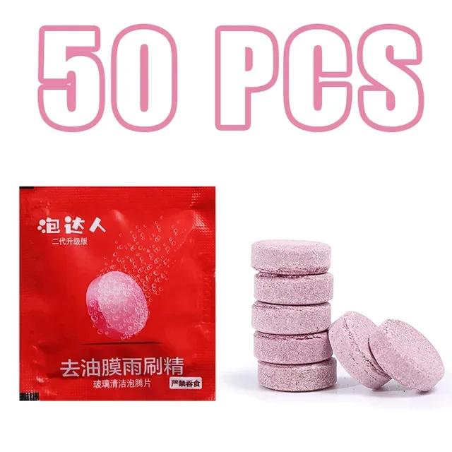 50pcs Super Concentrated Heavy Duty Foam Cleaning Tablets  Powerful Streak-Free Formula for Car Windshields Windows and Glass
