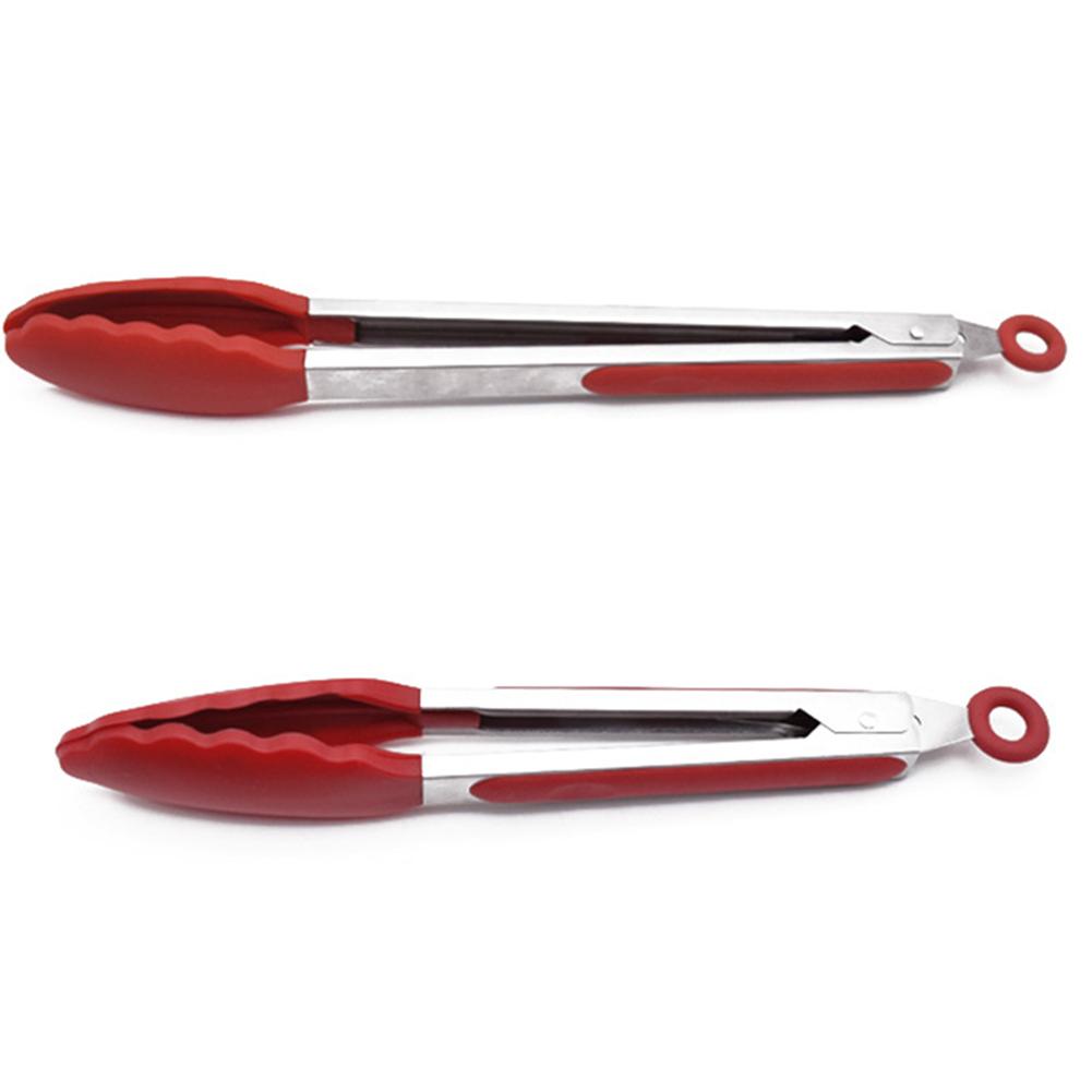 Healthy  Anti-Slippery Food Tong Heat-Resistant Clip Silicon Stainless Steel Pincer Kitchen Tool