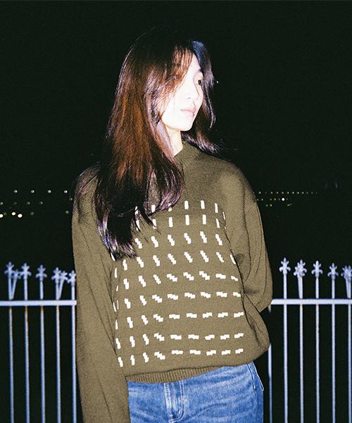 FILOBISKNOT Wool Logo Jacquard Knit_Khaki