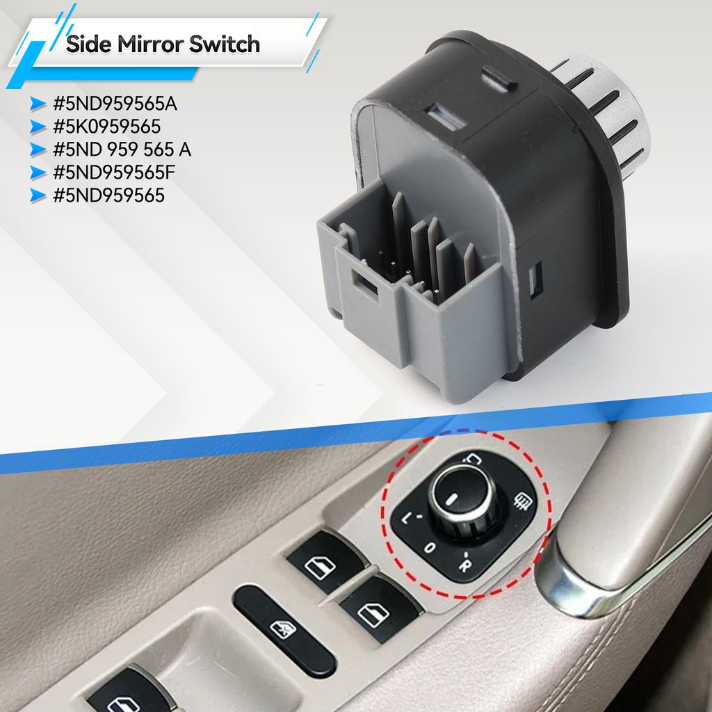 Krom Justeringsknapp for bakspeil for VW Passat B6 Golf GTI 5 6 Jetta MK5 CC 5ND959565A 5ND 959 565A 5K0959565