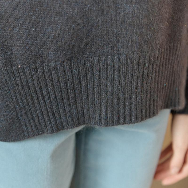 MAXZA Color Sequin Raccoon Wool Blend Mock Neck Knit Cd02qk003on