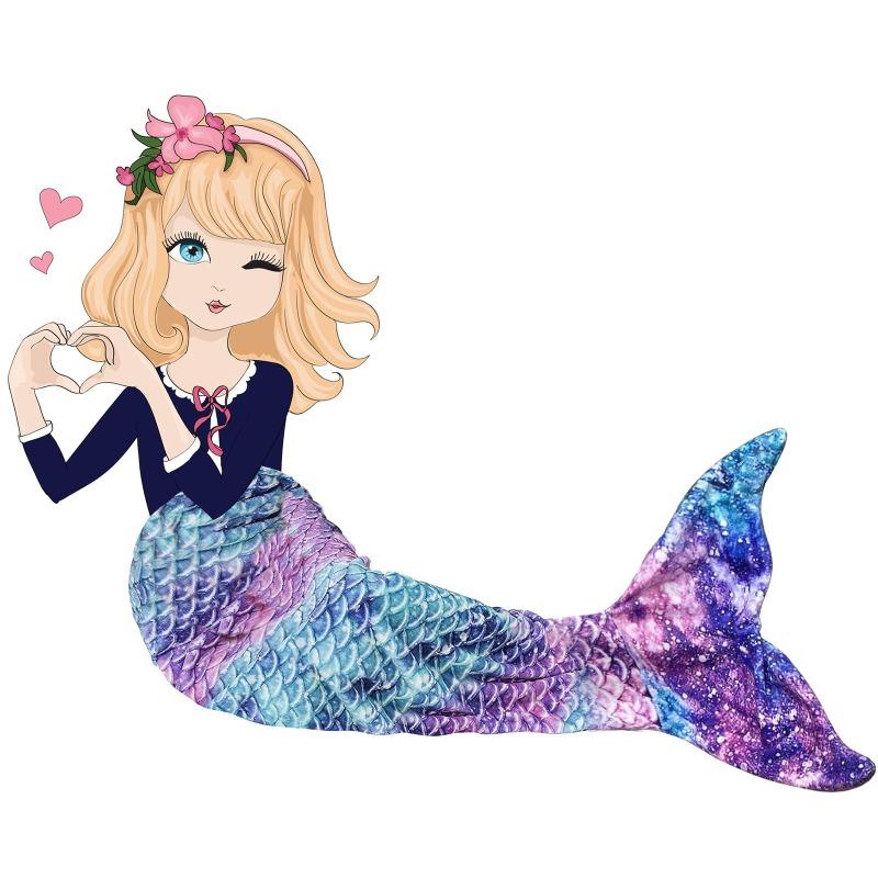 Girl Mermaid Sleeping Bag Flannel Soft Pajamas Mermaid Costume Role-playing Birthday Gift Outdoor Camping Portable Sleeping Bag
