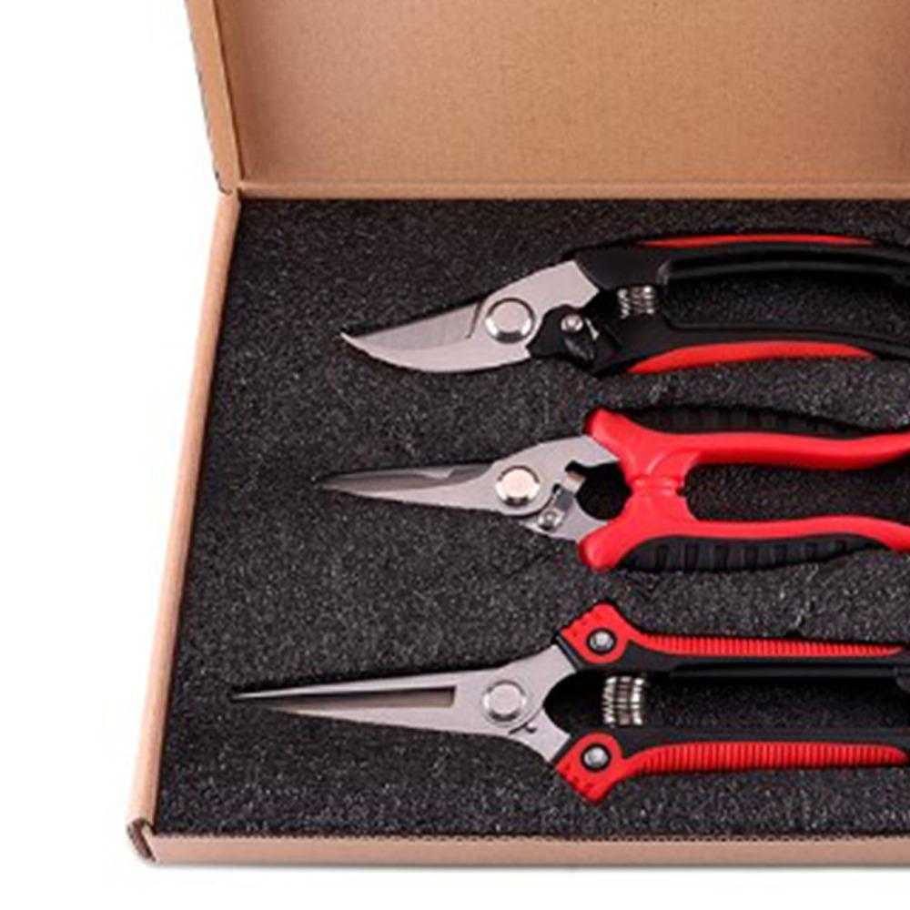 Silver and Red Pruning Shears Set Heavy Duty Bypass Pruners Professional Flower Shears