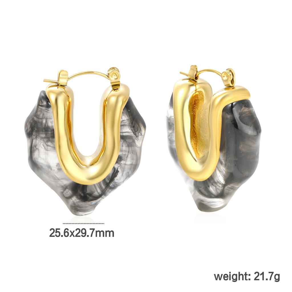 Vintage French Irregular U-Shaped Resin Ear Cuff White Versatile Minimalist Earrings