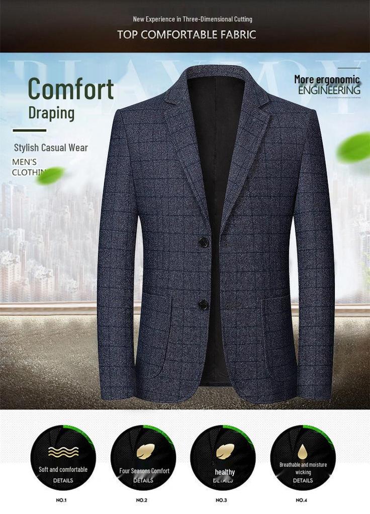New Men's Spring/Autumn Non-Iron Casual Suit Jacket for Middle-Aged Dads