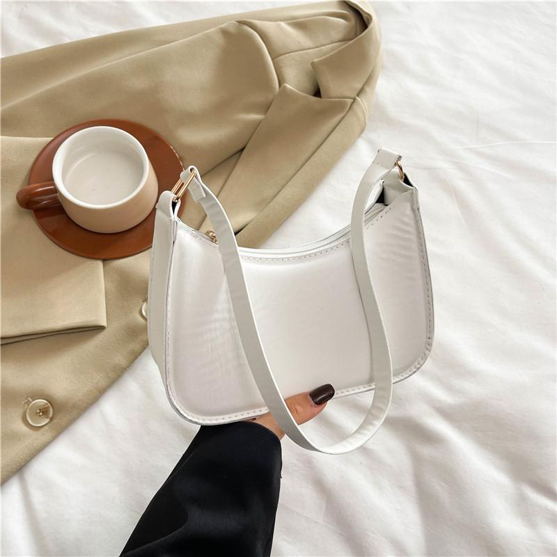 Fashionable Korean Style Single Shoulder Bag For Women Autumn New Chic Moon Bag In Classic Black White Silver And Fuchsia