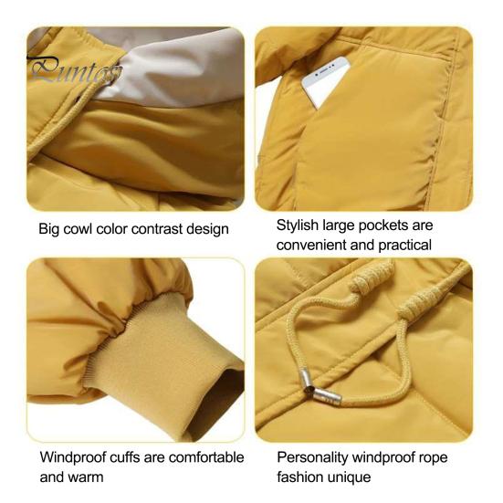 Dámský bavlněný kabát s vycpávkou, kapucí, šňůrkou na stažení, dlouhý rukáv, jednobarevný kabátek kabátek s velkými kapsami, volný střih na zip, prošívané oblečení