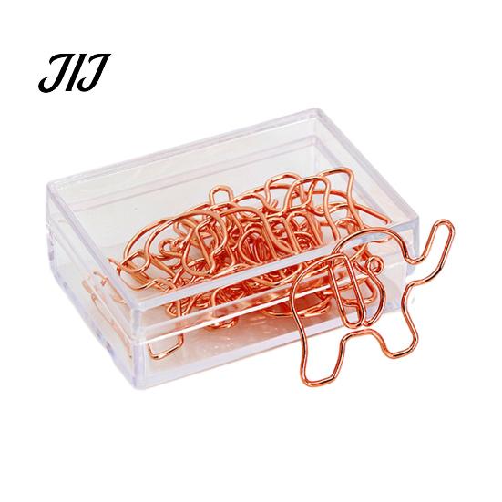 Creative Stationery for Notebooks 10PCS Rose Gold Metal Paper Clips, Decorative Cartoon Shape Durable Fasteners Bookmarks, Documents Organizers Office