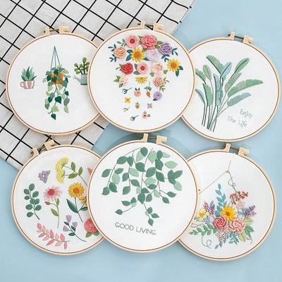 Nordisches DIY Stickset: Anfänger-Frische-Blumenstoff-Kunst-Set