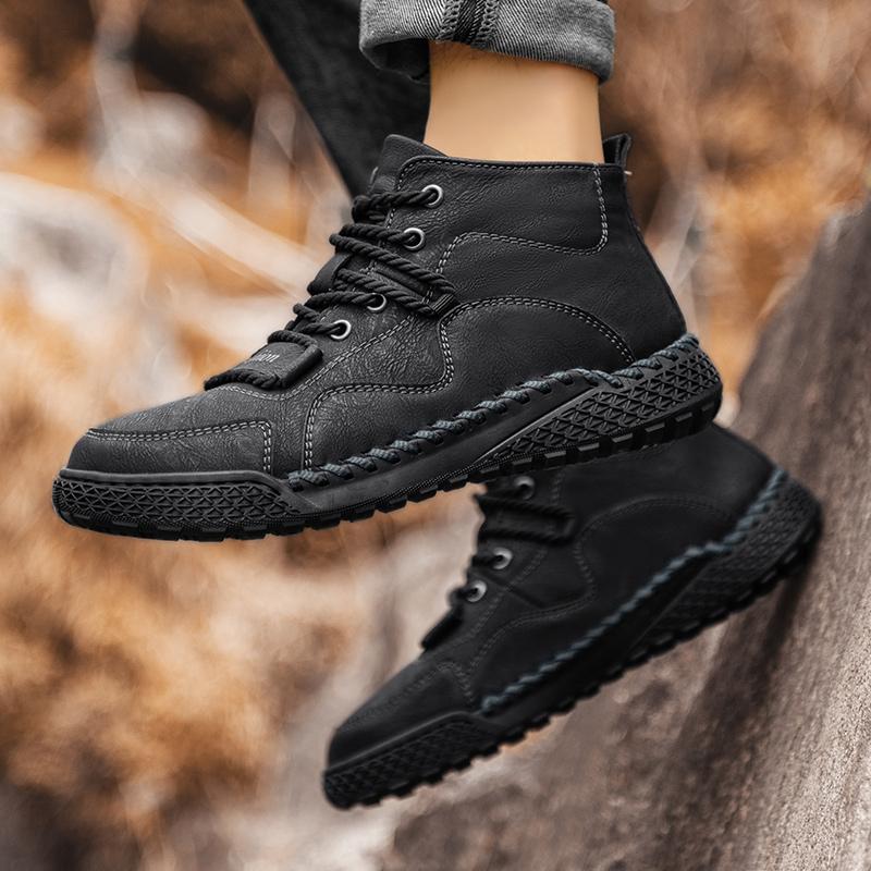 Fashion Handmade Leather Casual Men Shoes Design Sneakers Lightweight Breathable Versatile Men Outdoor Walking Shoes Plus Size 38-46