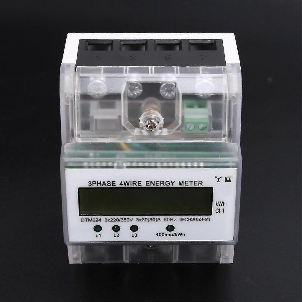 digital energy meter 3 phase 220v 380v 20a 80a kwh rail installation power meter