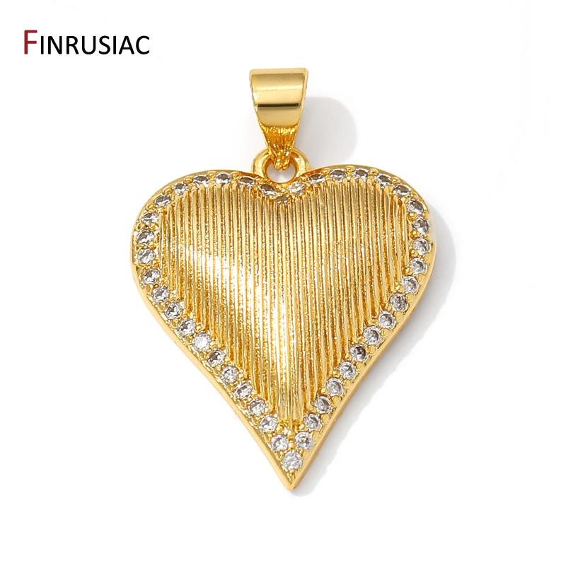 14K Gold Plated Brass Zircon Heart Charms Pendants For Jewelry Making,Charm For Jewelry,DIY Necklace Bracelets Accessories