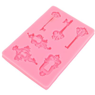 Vintage Key and Keyhole Mold Food Grade Silicone Soft Cake Decorating Fondant Mold for Chocolates Candies Jellies