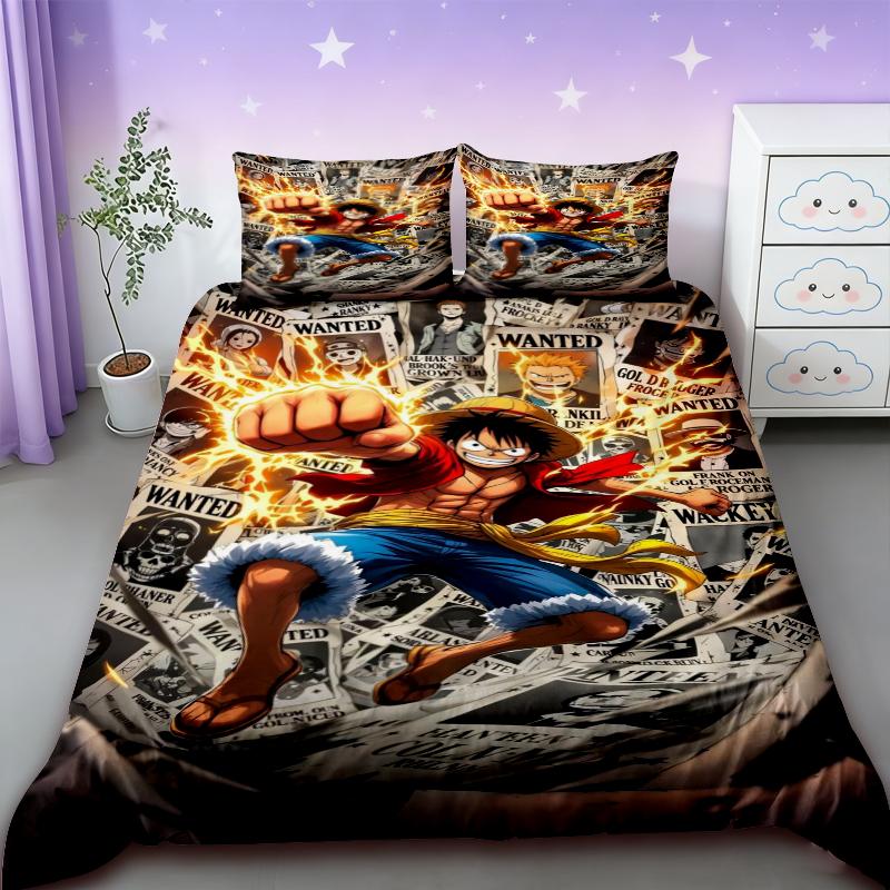 One Piece Duvet Cover Cartoon Luffy Bedding Set Soft and Comfortable Queen/King Twin Full Size Teens Boys Boys Gifts Soft Cozy