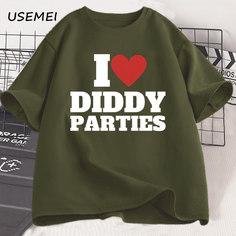 I Love Diddy Parties T Shirt Men's Funny Offensive Sarcastic Novelty T-Shirt Men Women Cotton Short Sleeve Round Neck Tshirt Top
