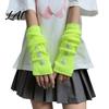Dunkle Gothic Mode Handschuhe Sternenstrick Armstulpen Fingerlos für Damen Mädchen Lolita Alltag Ärmel Stil Gestreift Häkeln Cosplay Kostüm