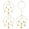 Geometric Heart Zirconia Necklace & Sun Enamel Pendant Bracelet Set for Women