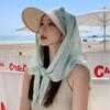 Wide Brim Summer Sun Hat Korean Style Strappy Scarf Hat Retro Scarf Baseball Cap  Women