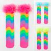 Calcetines hasta la rodilla de arcoíris para niños, calcetines altos hasta la rodilla coloridos, calcetines divertidos para bota para niñas con volante de tul para fiestas de disfraces, eventos festivos