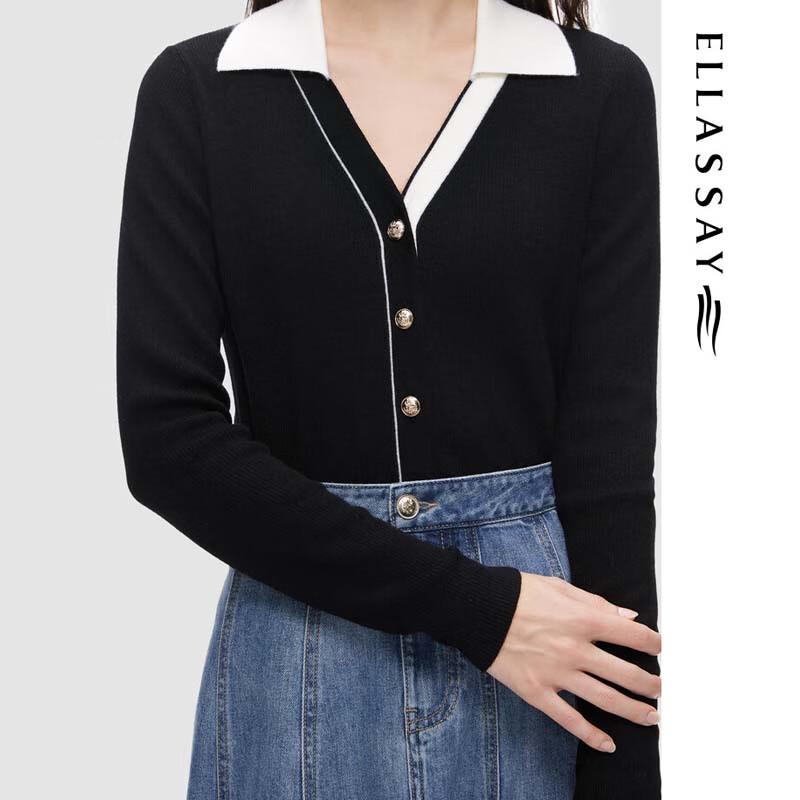 ELLASSAY Women's Color Block Wool Knit Sweater