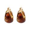 Pendant Vintage Women's Earrings Light Luxury Amber Ear Stud Romantic Amber Color Earrings  Party