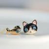 Simple Fashion Earrings Jewelry High Quality Blue Crystal Cat And Fish Asymmetric Earring For Women Boucle D'oreille Femme