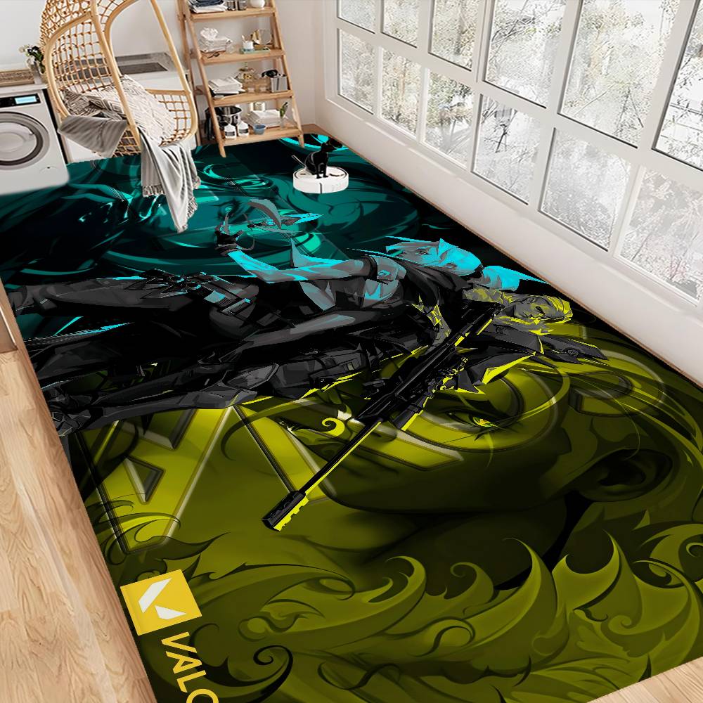 Game V-Valorant Hallway Carpet Washable Non-Slip Living Room Sofa Chairs Area Mat Kitchen Doormat Area Rug