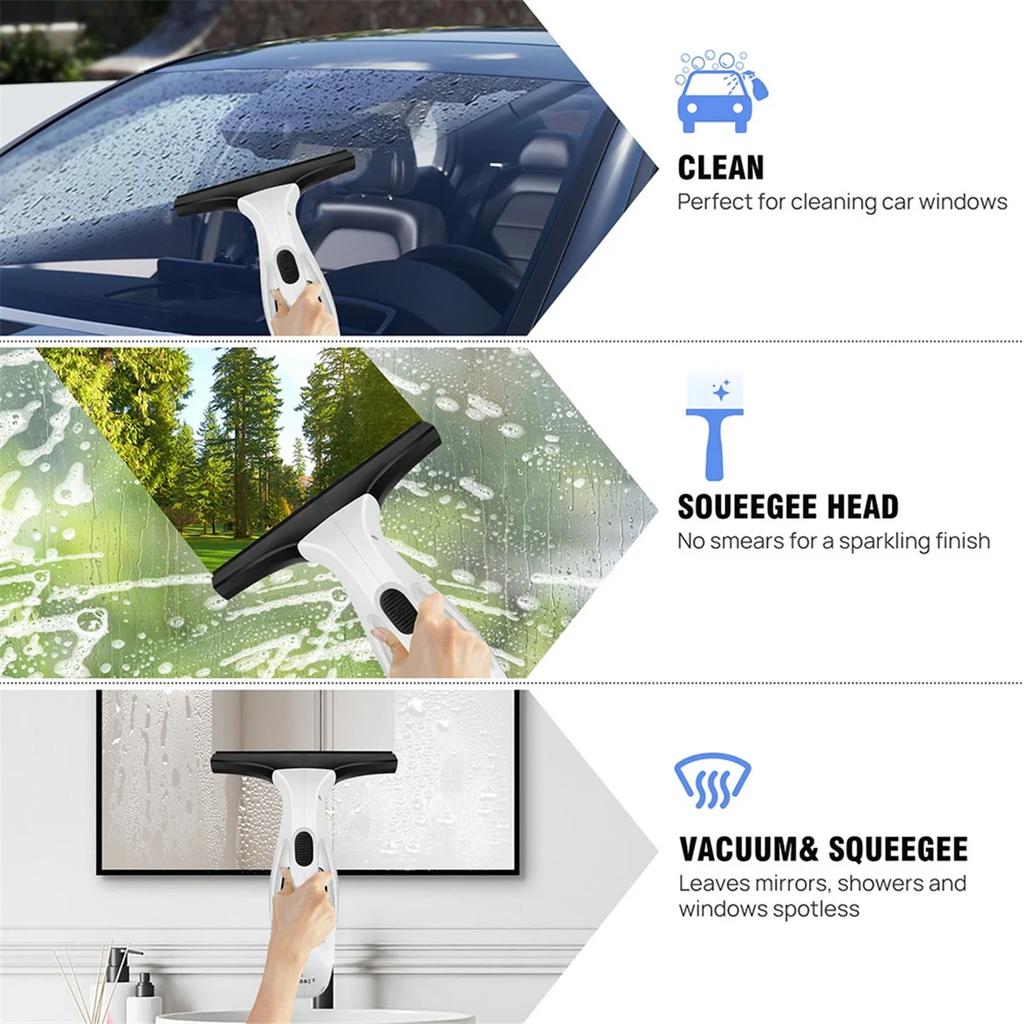 Cordless Cleaner Handle Rechargeable Squeegee Element with Water Tank,Window Washer with Bottle EU Plug