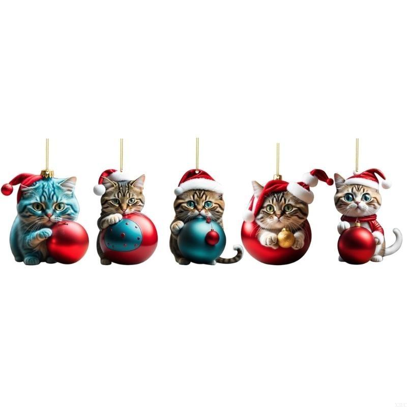 Ornament Set 10 Stück Acryl Weihnachtsbaumschmuck, Perfektes Geschenk für Katzenliebhaber und Weihnachtsbegeisterte X3UC
