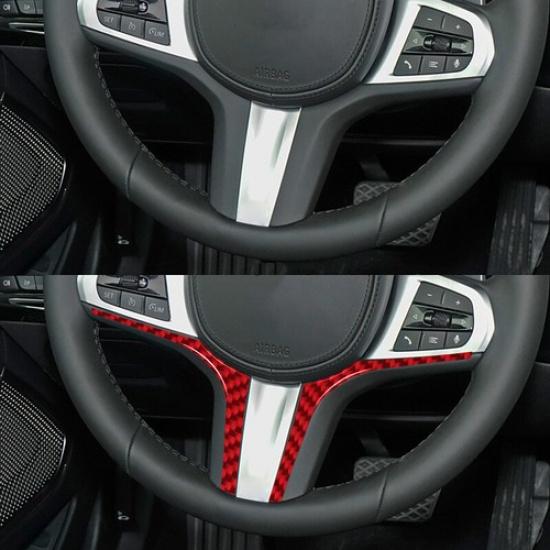 2x Bright Red Carbon Fiber Car Steering Whee Strip Sticker For BMW Z4 G29 19-22