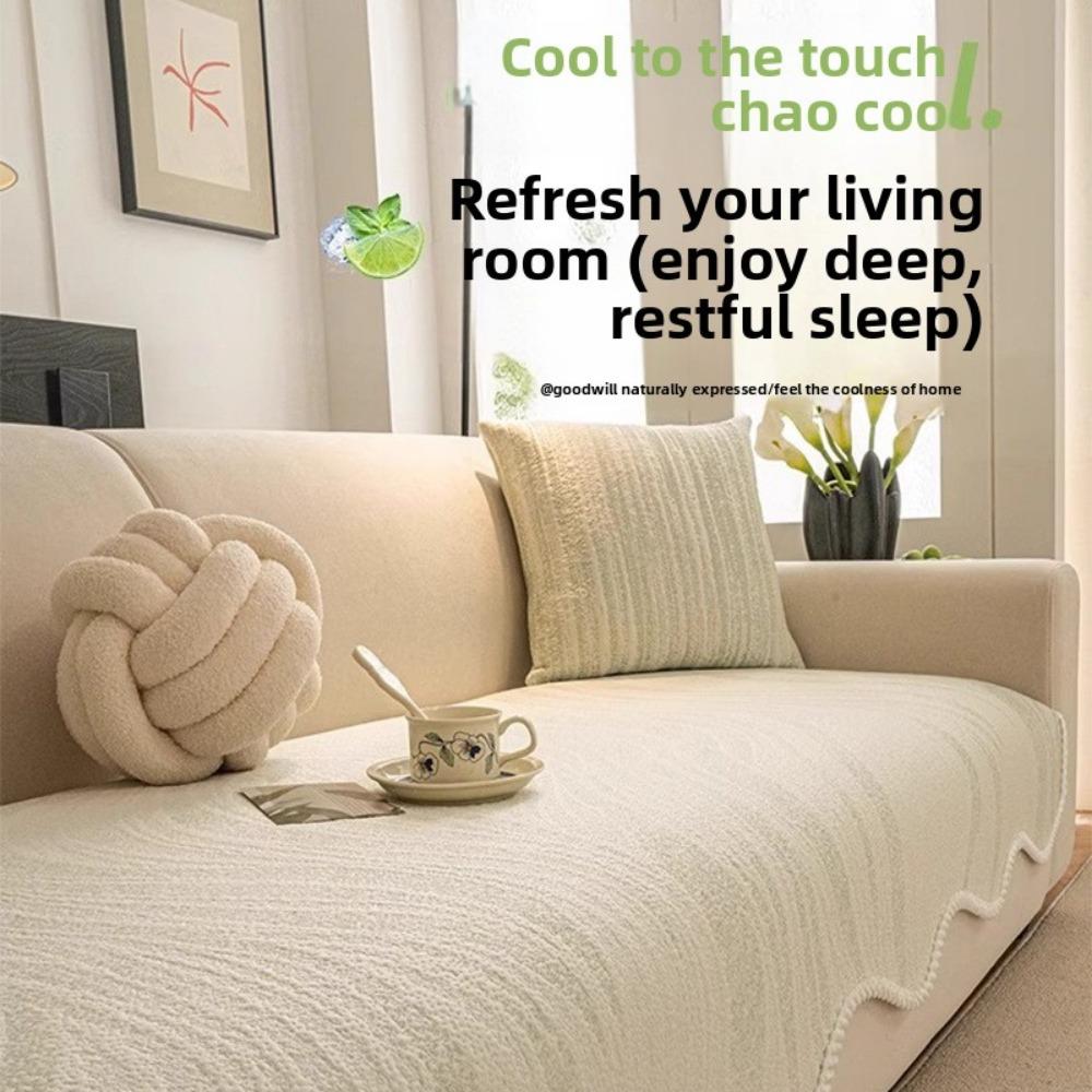 Summer Sofa Cushion Cover Ice Silk Non Slip Sofa Pad Cool Mat for Living Room