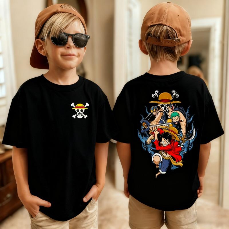 One Piece Japanese Anime Printed Men's T-Shirt Roronoa Zoro Boy Children's Harajuku Short Sleeve Kids Luffy T-shirt Clothing