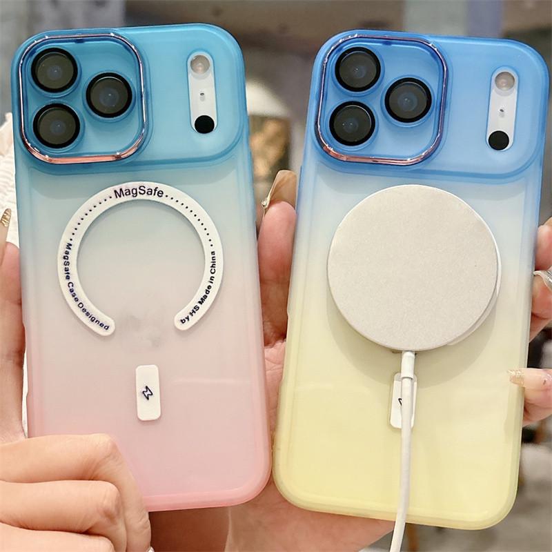 Gradient Dual-Color Magnetic Case for iPhone 17 Pro Max - Compatible with Apple 17/16, Silicone 15/14, and Cross-border 13 Models