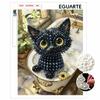 DIY Framed Pearl Bead Art Kit Black Kitten In Bathtub Sparkling Canvas Painting Relaxing Handmade Craft Gift Sets For Home Decoration Projects