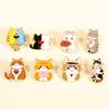 Cute Cartoon Cat Metal Brooches for Women Funny Eating Kitten Fluffy Cat Flower Enamel Lapel Pin Badge Backpack Jewelry Gifts