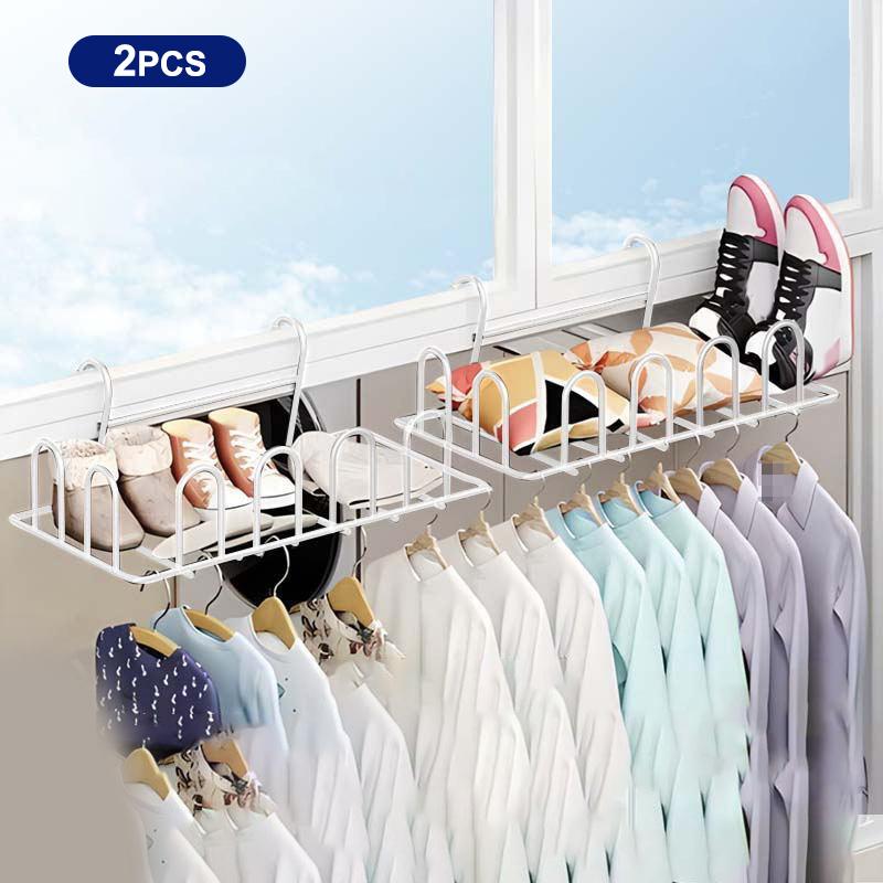 Balcony Drying Rack Multi Functional Indoor And Outdoor Shoe Drying Railing Windowsill Hanging Minimalist Clothes Storage Stand