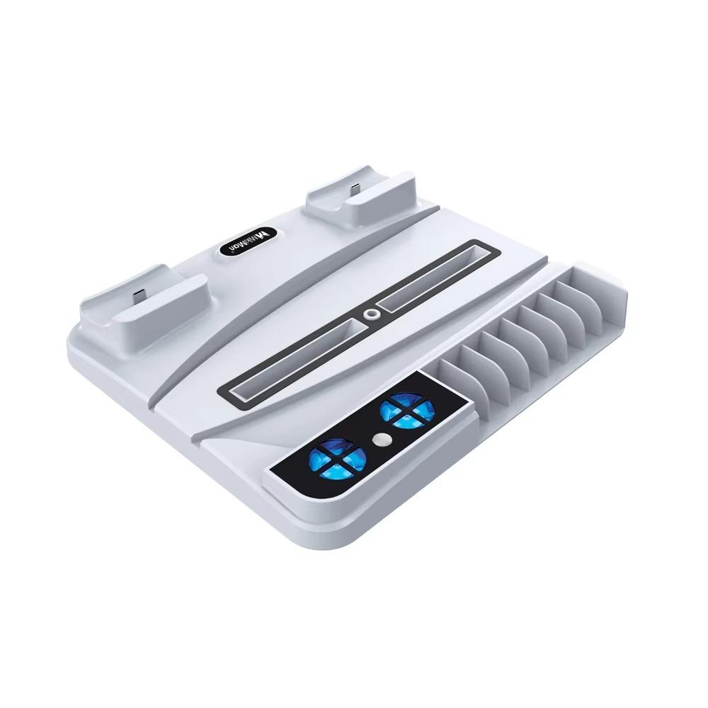 

Подставка и охлаждающая станция PS5 с зарядной станцией для двух контроллеров, зарядное устройство для контроллера, кабель USB 2 в 1, слот для медианосителя, винт Package:27.7*22.3*4.9cm белый